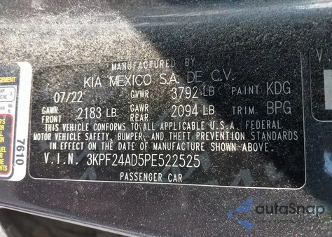 2023 Kia Forte Lxs z USA, uszkodzony, nr VIN 3KPF24AD5PE522525